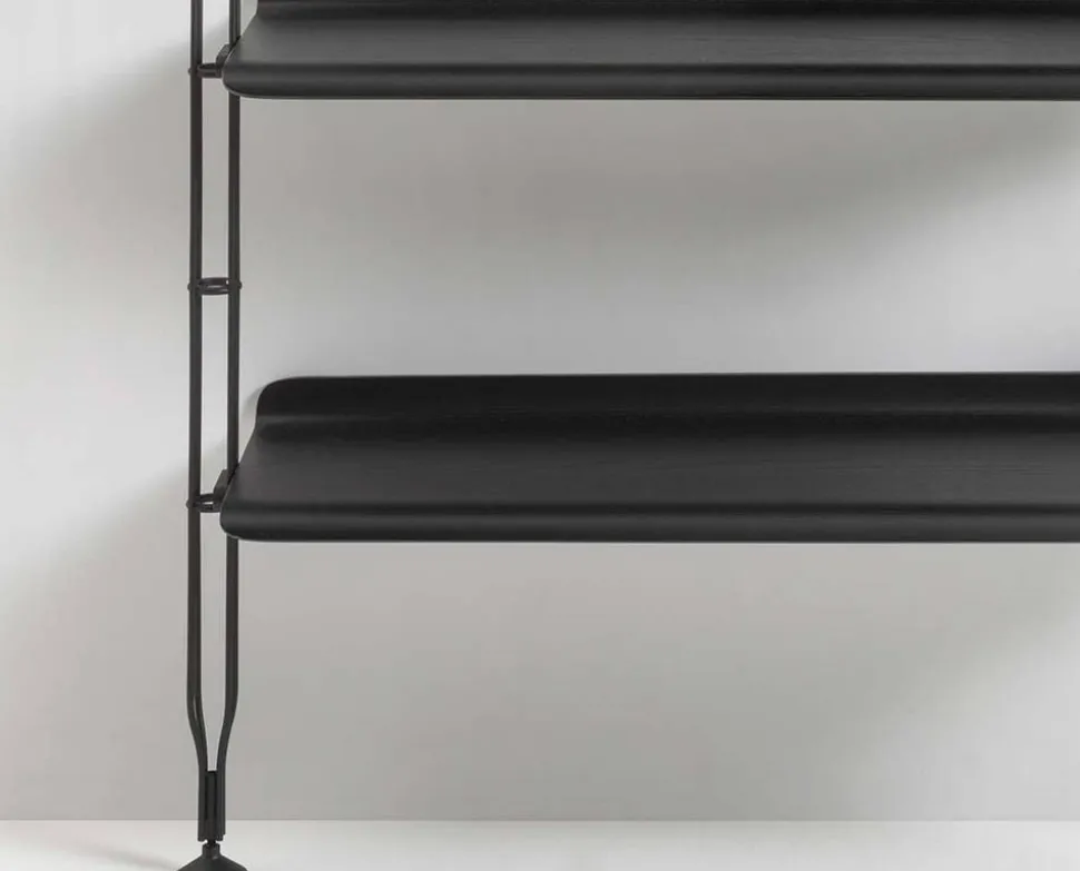 Adam Wood Hylla | 10 hyllor/3 gavlar | Black Ash / Black