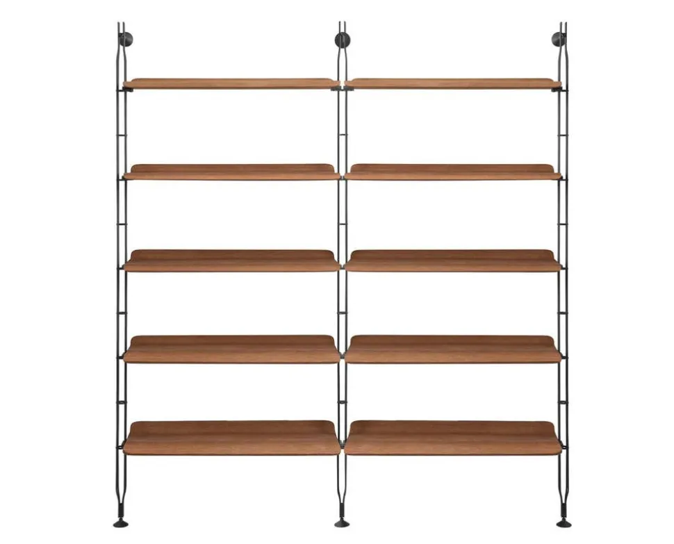 Adam Wood Hylla | 10 hyllor/3 gavlar | Dark Wood / Black