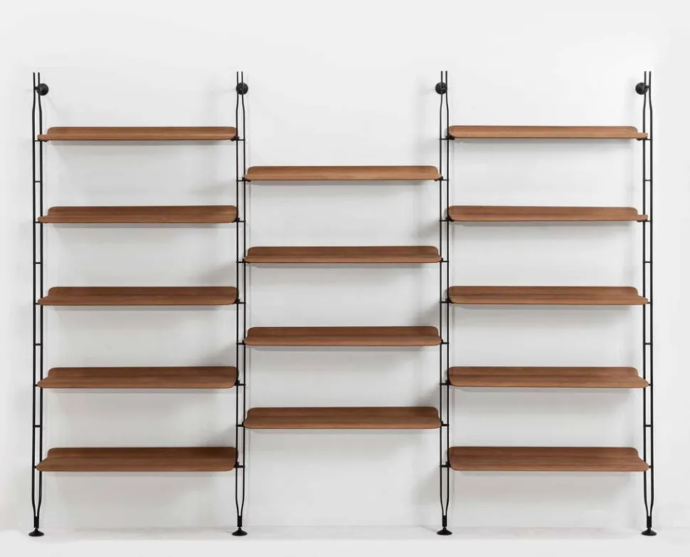 Adam Wood Hylla | 14 hyllor/4 gavlar | Dark Wood / Black