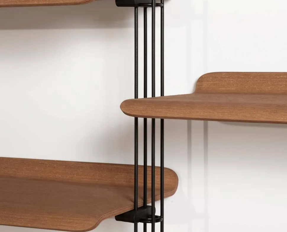 Adam Wood Hylla | 10 hyllor/3 gavlar | Dark Wood / Black