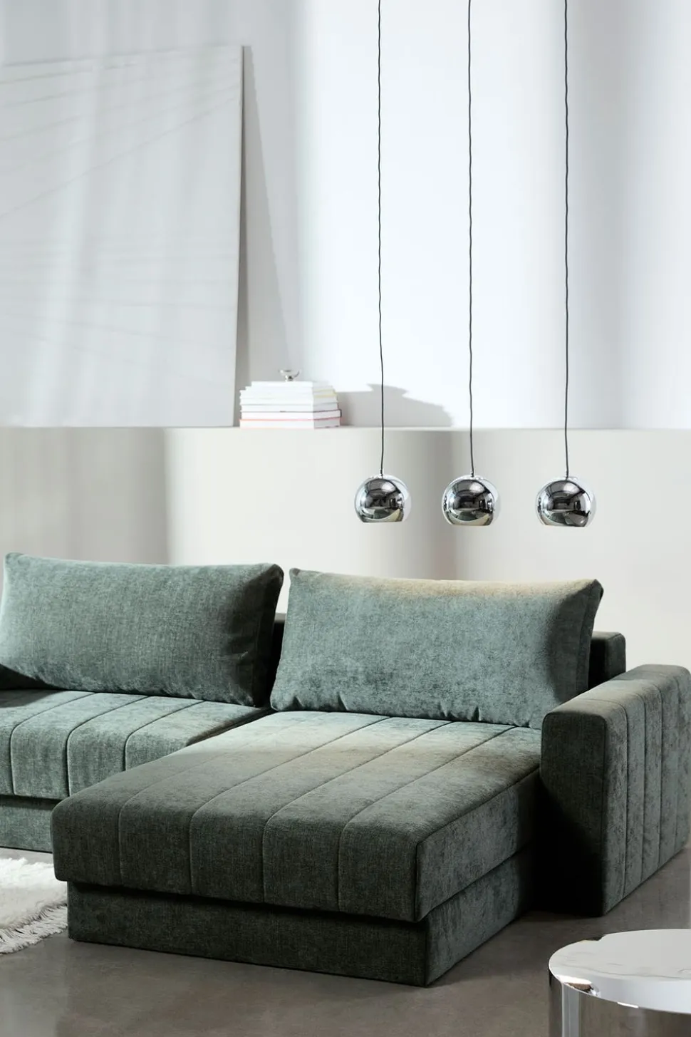 Akello Bäddsoffa Divan | Armstöd | 281 Avella Pine Green