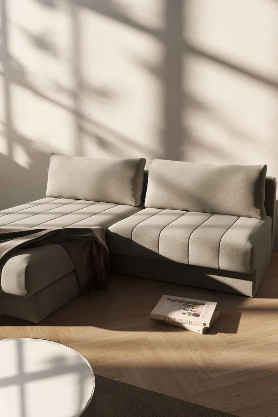 Akello Bäddsoffa Divan | Armstöd | 280 Avella Sand