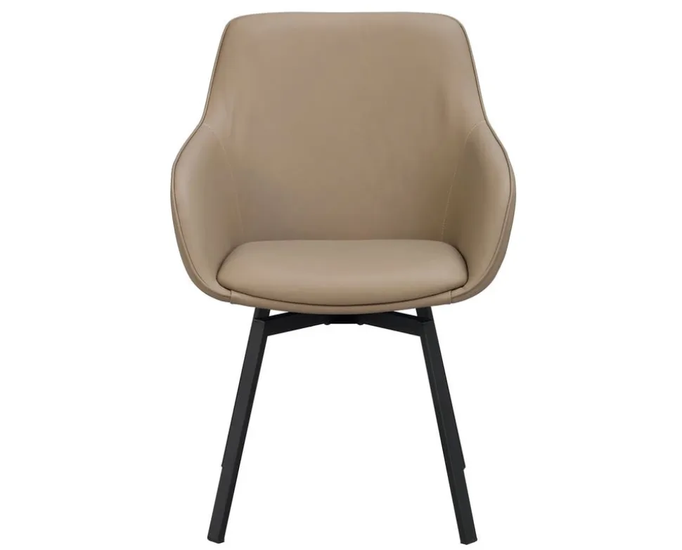 Alison Karmstol | Beige Läder | Svarta Metallben
