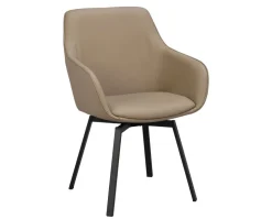 Alison Karmstol | Beige Läder | Svarta Metallben
