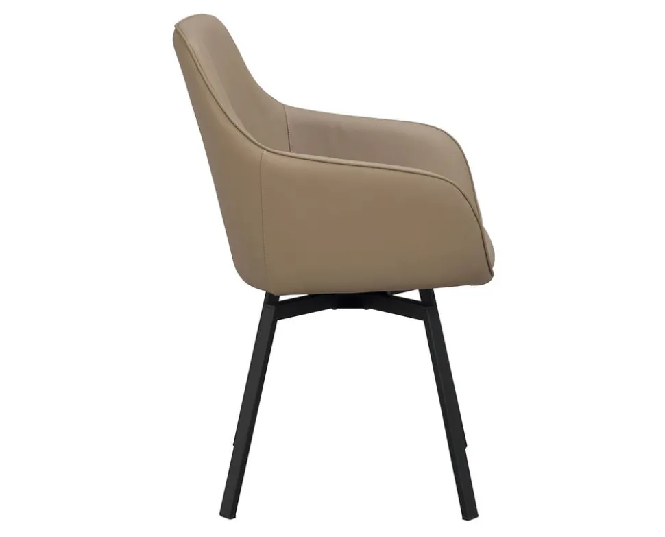 Alison Karmstol | Beige Läder | Svarta Metallben
