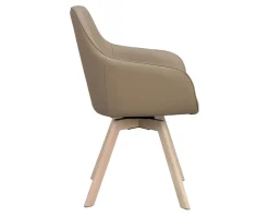 Alison Karmstol | Beige Läder | Vitpigm. Ekben