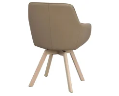 Alison Karmstol | Beige Läder | Vitpigm. Ekben