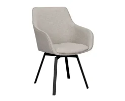 Alison Karmstol | Beige Tyg | Svarta Metallben