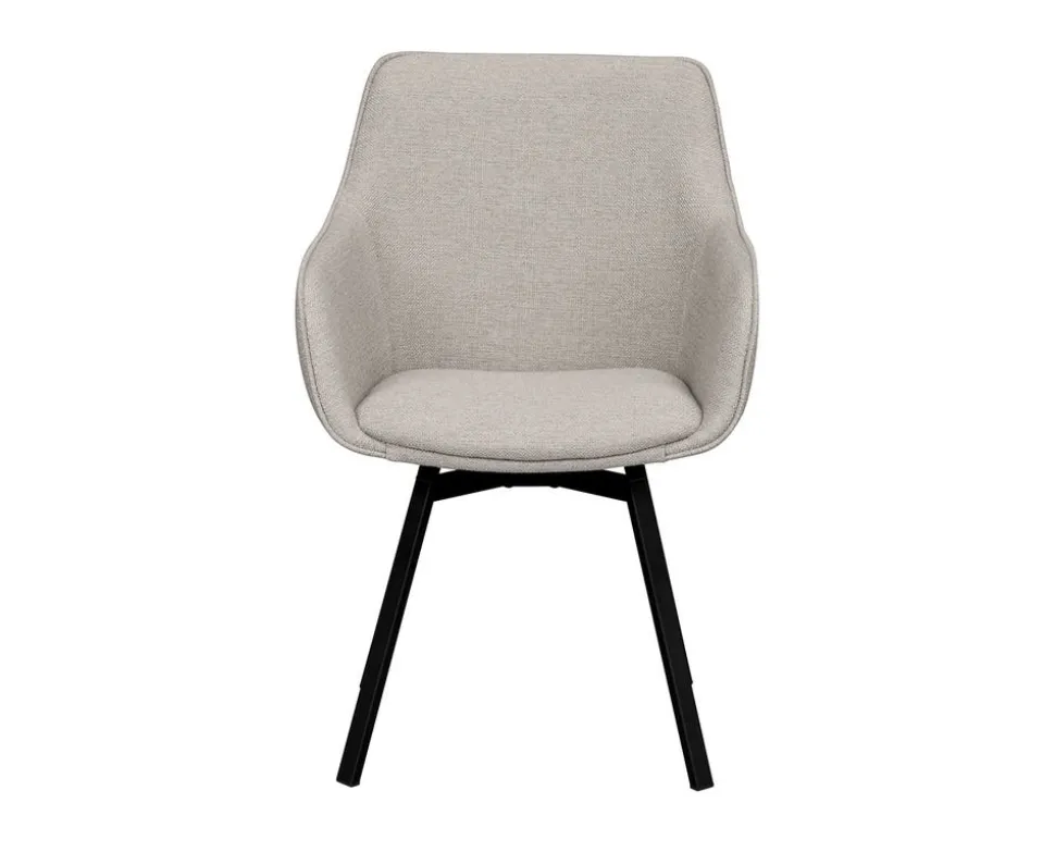 Alison Karmstol | Beige Tyg | Svarta Metallben