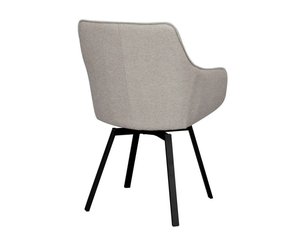 Alison Karmstol | Beige Tyg | Svarta Metallben