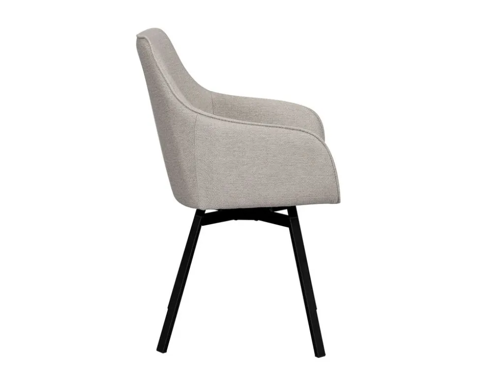 Alison Karmstol | Beige Tyg | Svarta Metallben