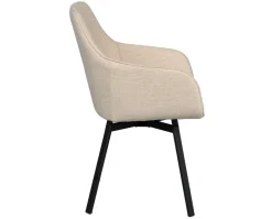 Alison Karmstol | Ljusbeige tyg | Svarta Metallben