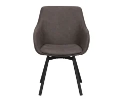 Alison Karmstol | Mörkgrå Microfiber | Svarta Metallben