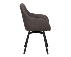 Alison Karmstol | Mörkgrå Microfiber | Svarta Metallben
