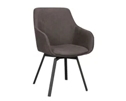 Alison Karmstol | Mörkgrå Microfiber | Svarta Metallben