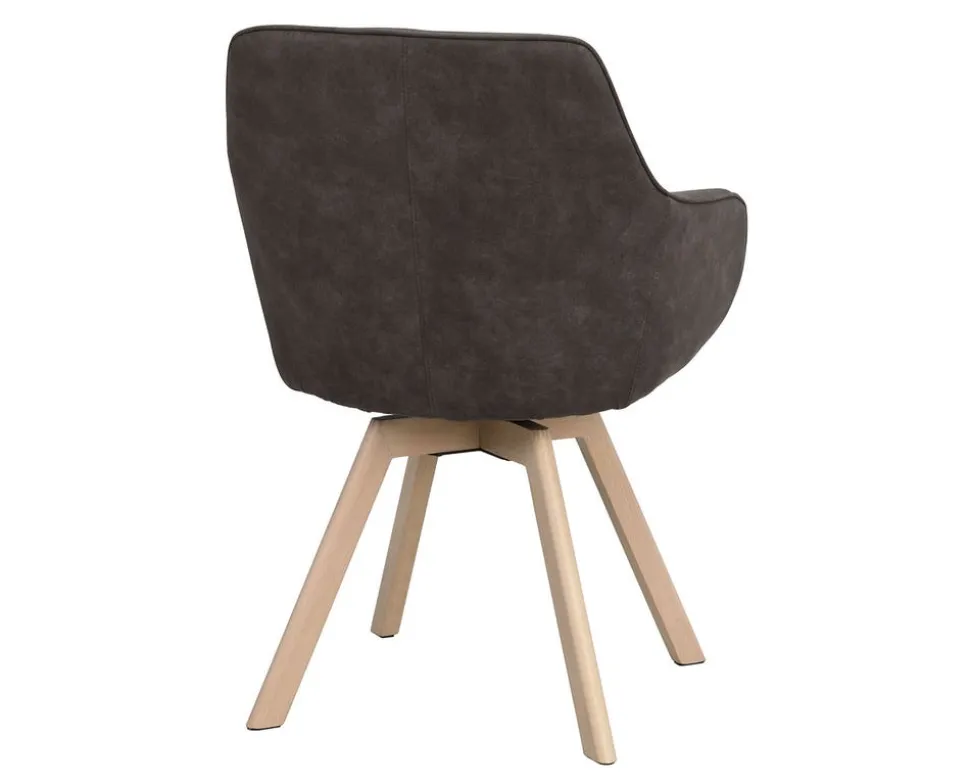 Alison Karmstol | Mörkgrå Microfiber | Vitpigm. Ekben