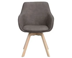 Alison Karmstol | Mörkgrå Microfiber | Vitpigm. Ekben