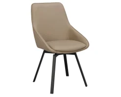 Alison Stol | Beige Läder | Svarta Metallben