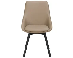 Alison Stol | Beige Läder | Svarta Metallben
