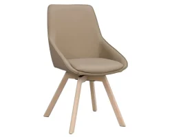 Alison Stol | Beige Läder | Vitpigm. Ekben