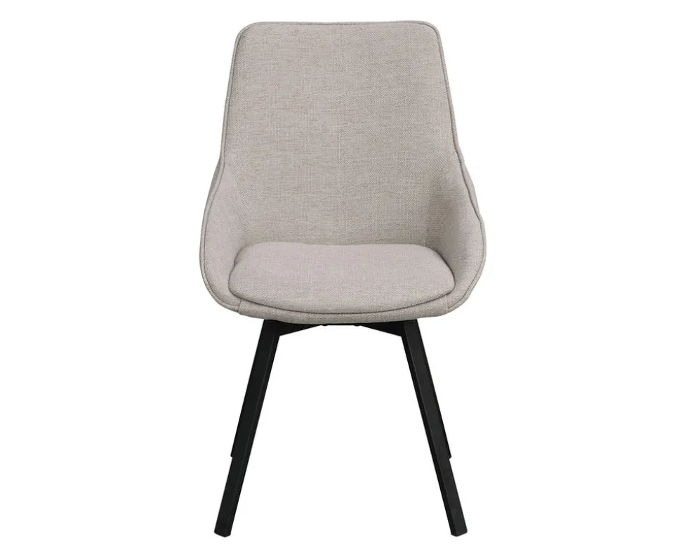 Alison Stol | Beige Tyg | Svarta Metallben