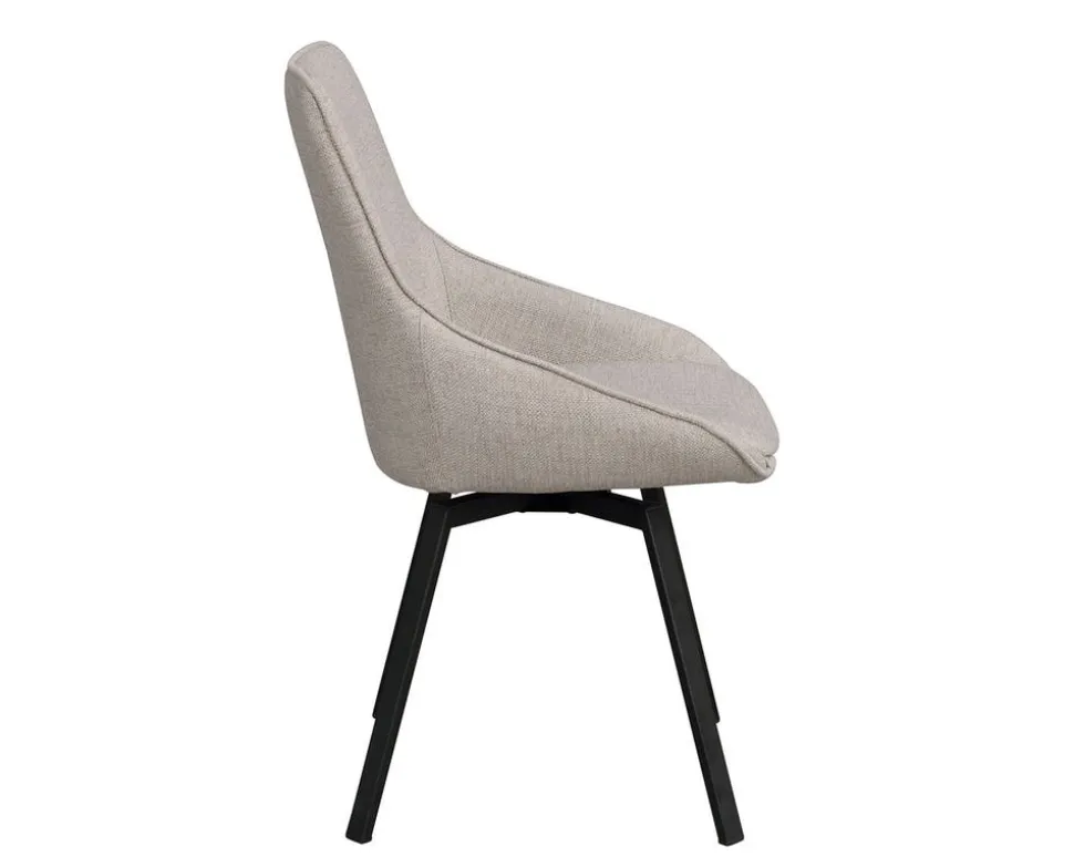 Alison Stol | Beige Tyg | Svarta Metallben