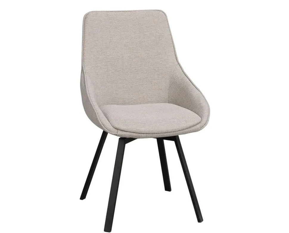 Alison Stol | Beige Tyg | Svarta Metallben