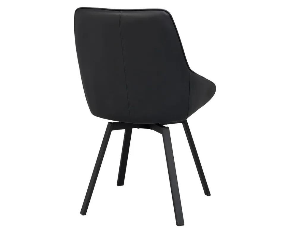 Alison Stol | Svart Läder | Svarta Metallben