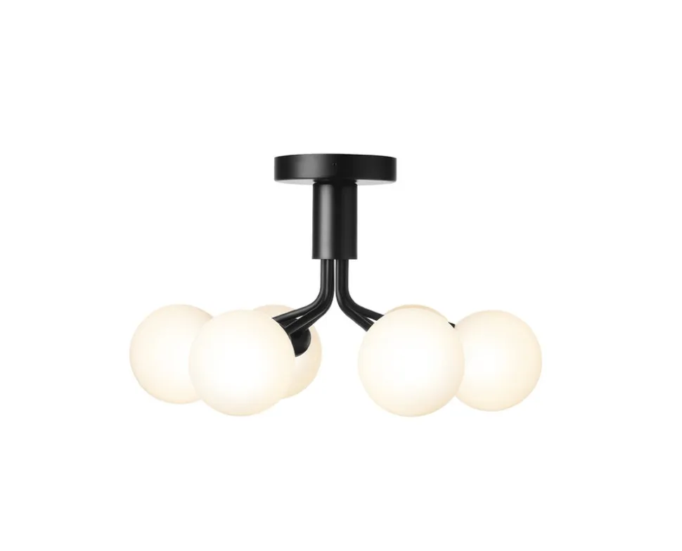 Apiales 6 Ceiling Taklampa | Satin Black/Opal