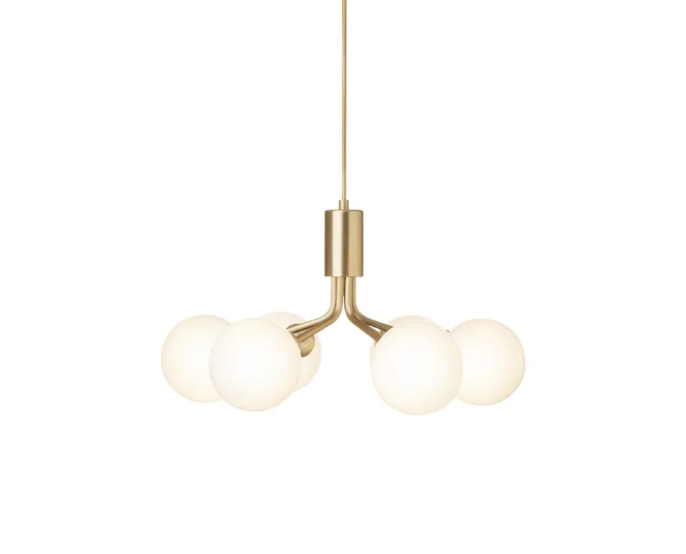 Apiales 6 Ljuskrona | Brushed Brass/Opal