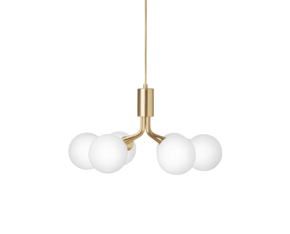 Apiales 6 Ljuskrona | Brushed Brass/Opal