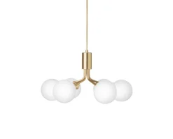 Apiales 6 Ljuskrona | Brushed Brass/Opal