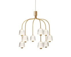 Asteea 9 Ljuskrona | Satin Brass/Ripple Clear