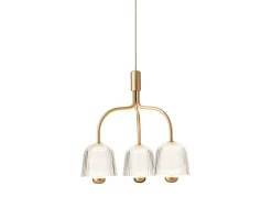 Asteea 3 Ljuskrona | Satin Brass/Ripple Clear