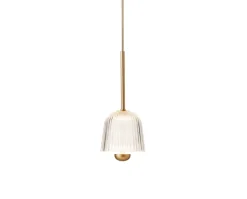 Asteea 1 Pendel | Satin Brass/Ripple Clear
