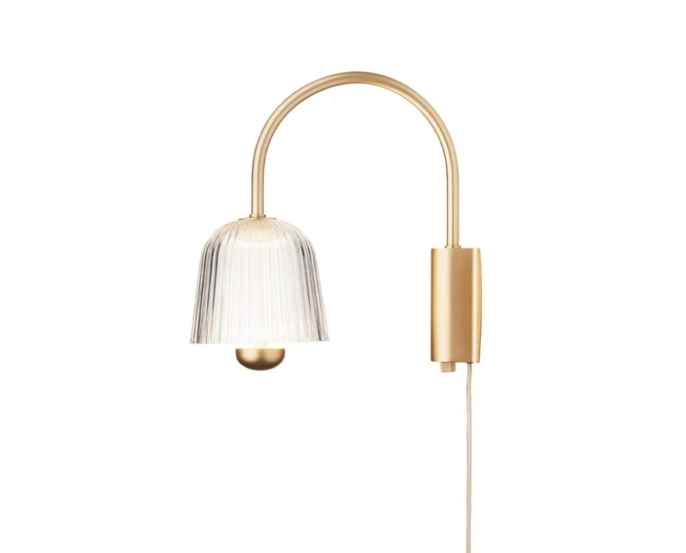 Asteea Vägglampa | Satin Brass/Ripple Clear