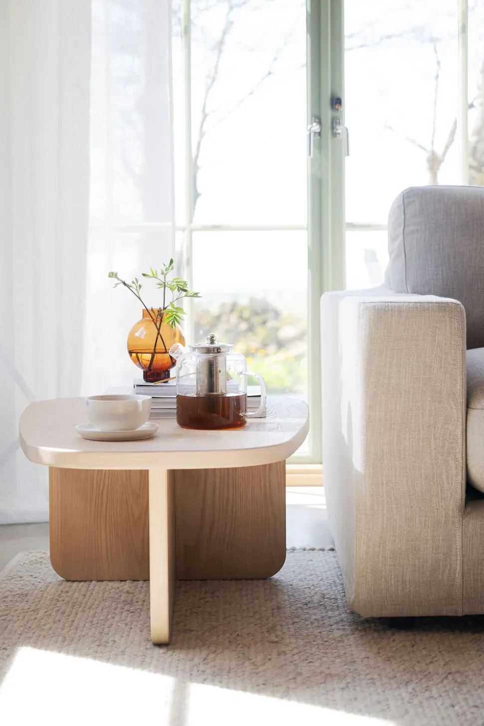 Billings Soffbord 89x59 | Vitpigmenterad Ek