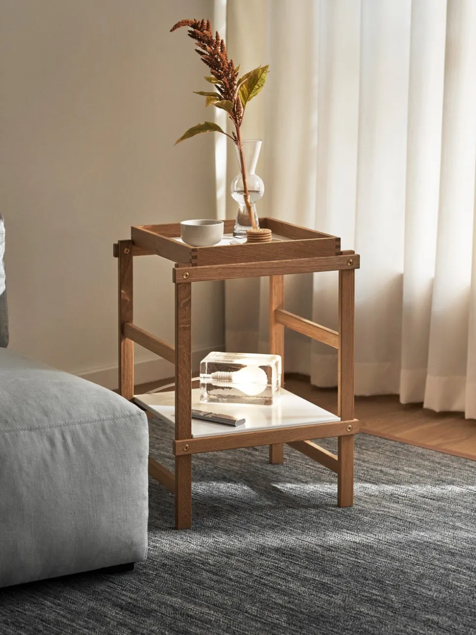 Block Lampa | Vit Textilsladd
