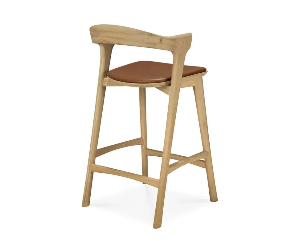 Bok Barstol SH66 | Lädersits Cognac, Lackad Ek