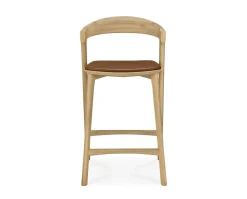 Bok Barstol SH66 | Lädersits Cognac, Lackad Ek