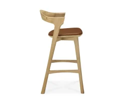 Bok Barstol SH66 | Lädersits Cognac, Lackad Ek