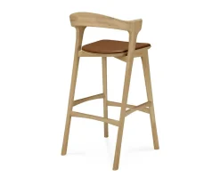 Bok Barstol SH76 | Lädersits Cognac, Lackad Ek