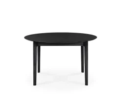 Bok Matbord Runt | Svartlackad Ek | 129-179x129 cm