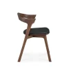 Bok Stol | Brunlackad Teak | Läder Svart