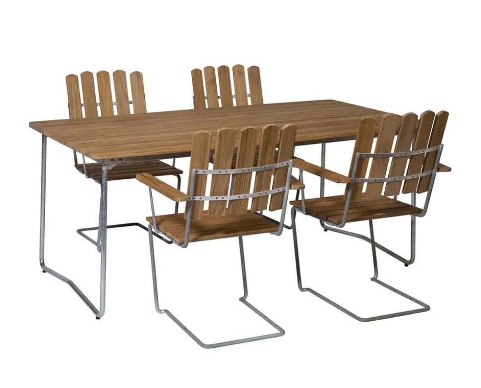 Bord B31 170 + 4 st Fåtölj A2 Matgrupp | Teak