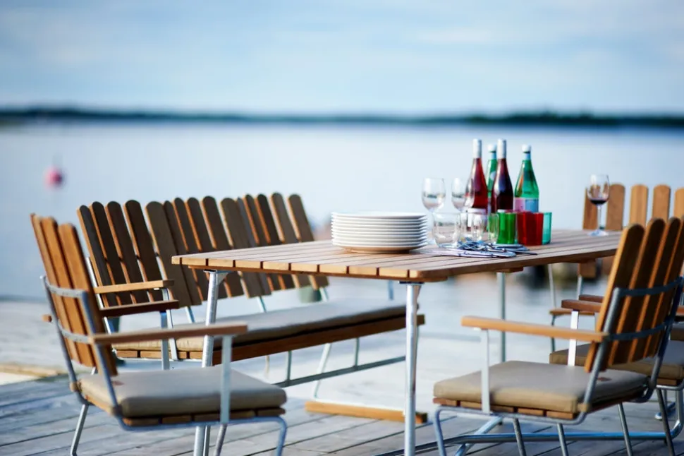 Bord B31 170 + 4 st Fåtölj A2 Matgrupp | Vitlackad Ek