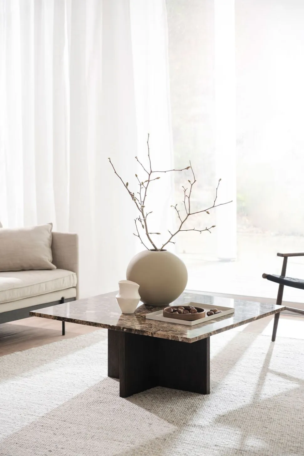 Brooksville Soffbord Kvadrat | Brun Marmor / Brun Ek