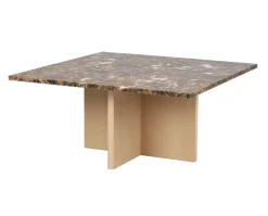 Brooksville Soffbord Kvadrat | Brun Marmor / Vitpigm. Ek