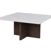 Brooksville Soffbord Kvadrat |  Vit Marmor / Brun Ek