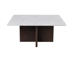 Brooksville Soffbord Kvadrat |  Vit Marmor / Brun Ek
